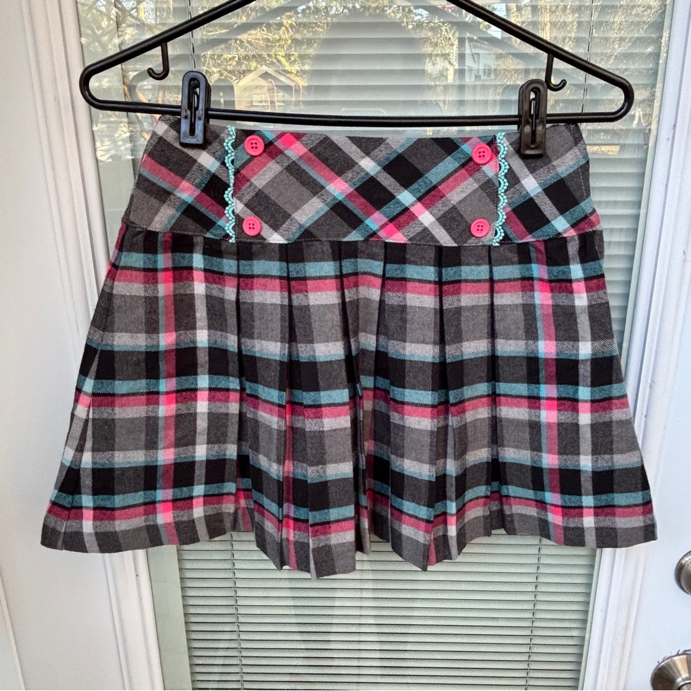 Hartstrings Girls’ Size 12 Plaid Pleated Miniskirt Side Zip Like New